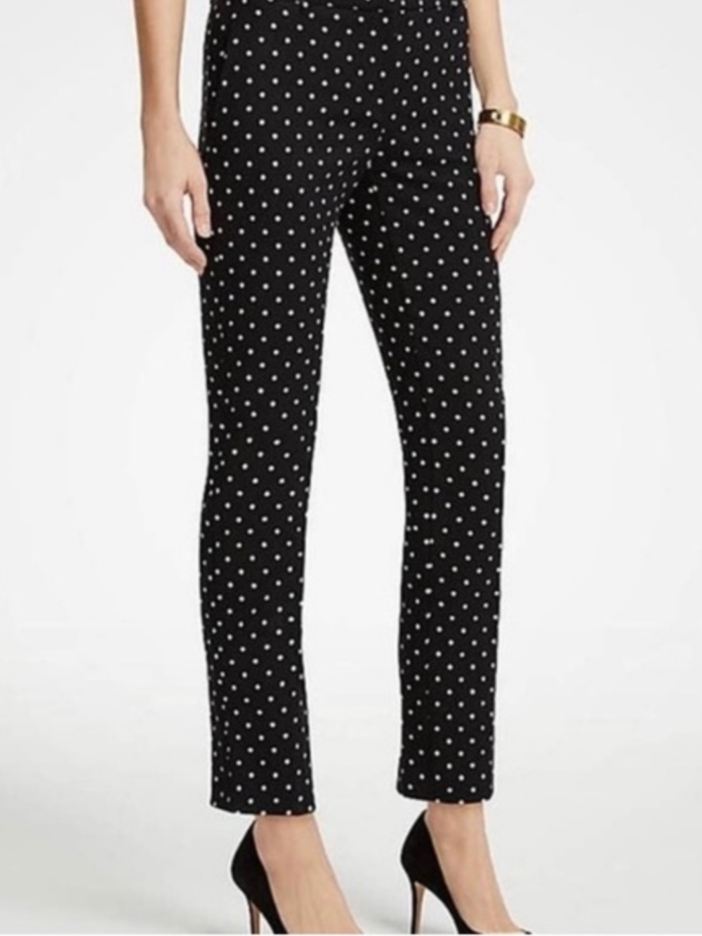 LOFT Black Polka Dot Cropped Pants